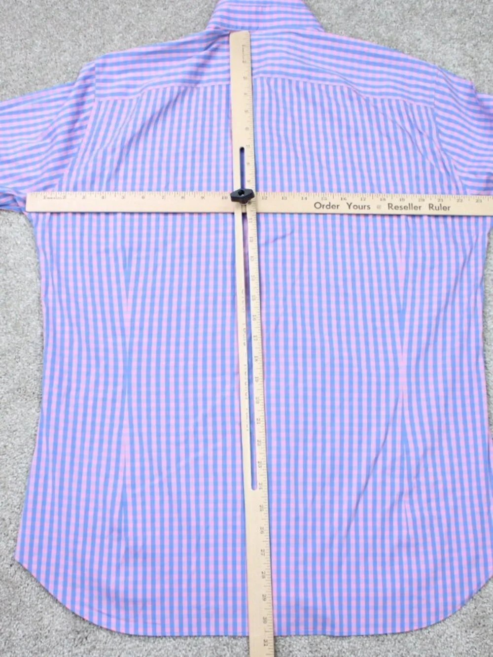 Bonobos Shirt Mens 17, 34 Pink/Blue Check Tailored Slim Fit Long Sleeve Button